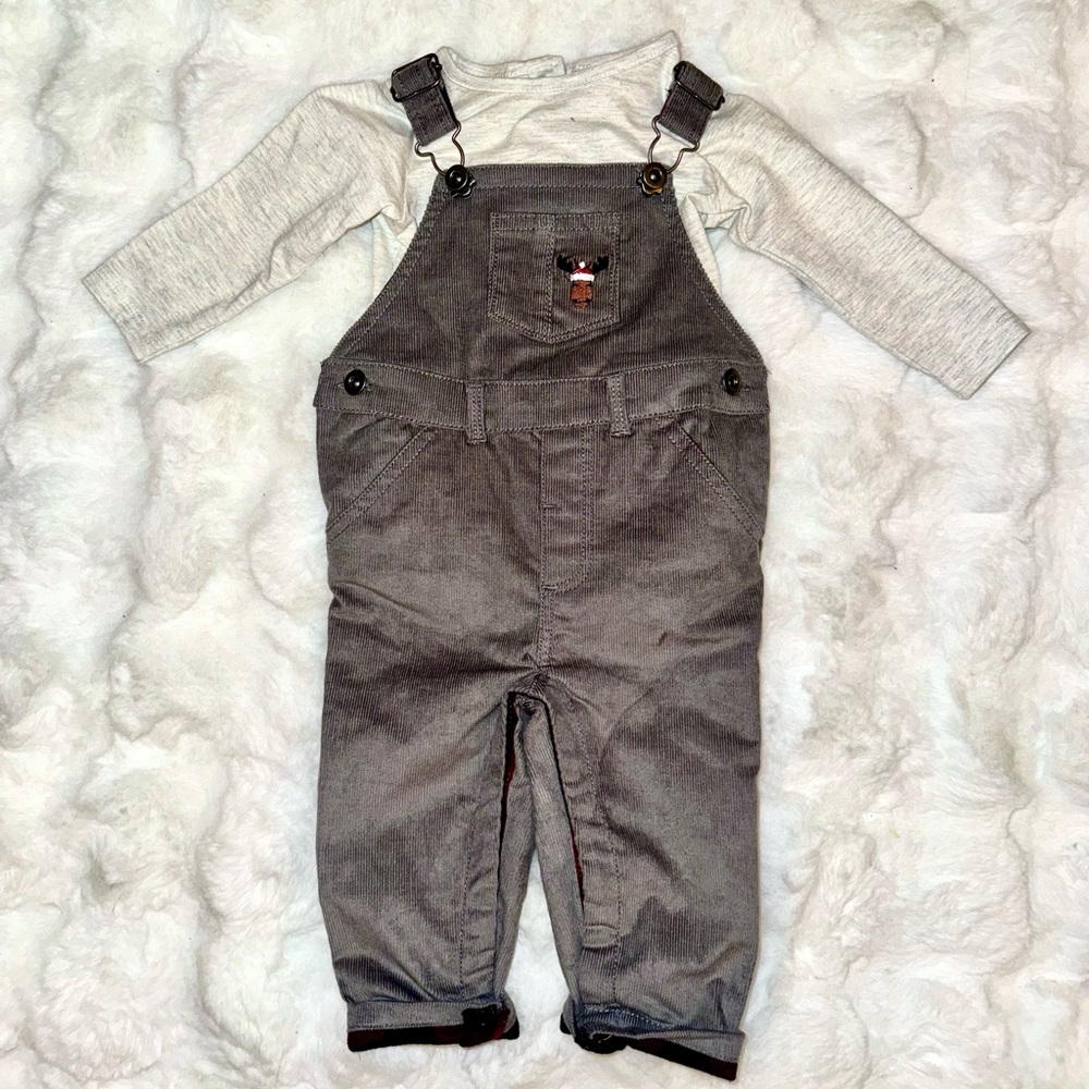 NWT Holiday Corduroy Overalls Outfit 3-6M